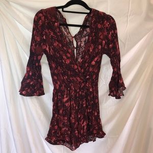 FREE PEOPLE Floral Romper with Front Tie